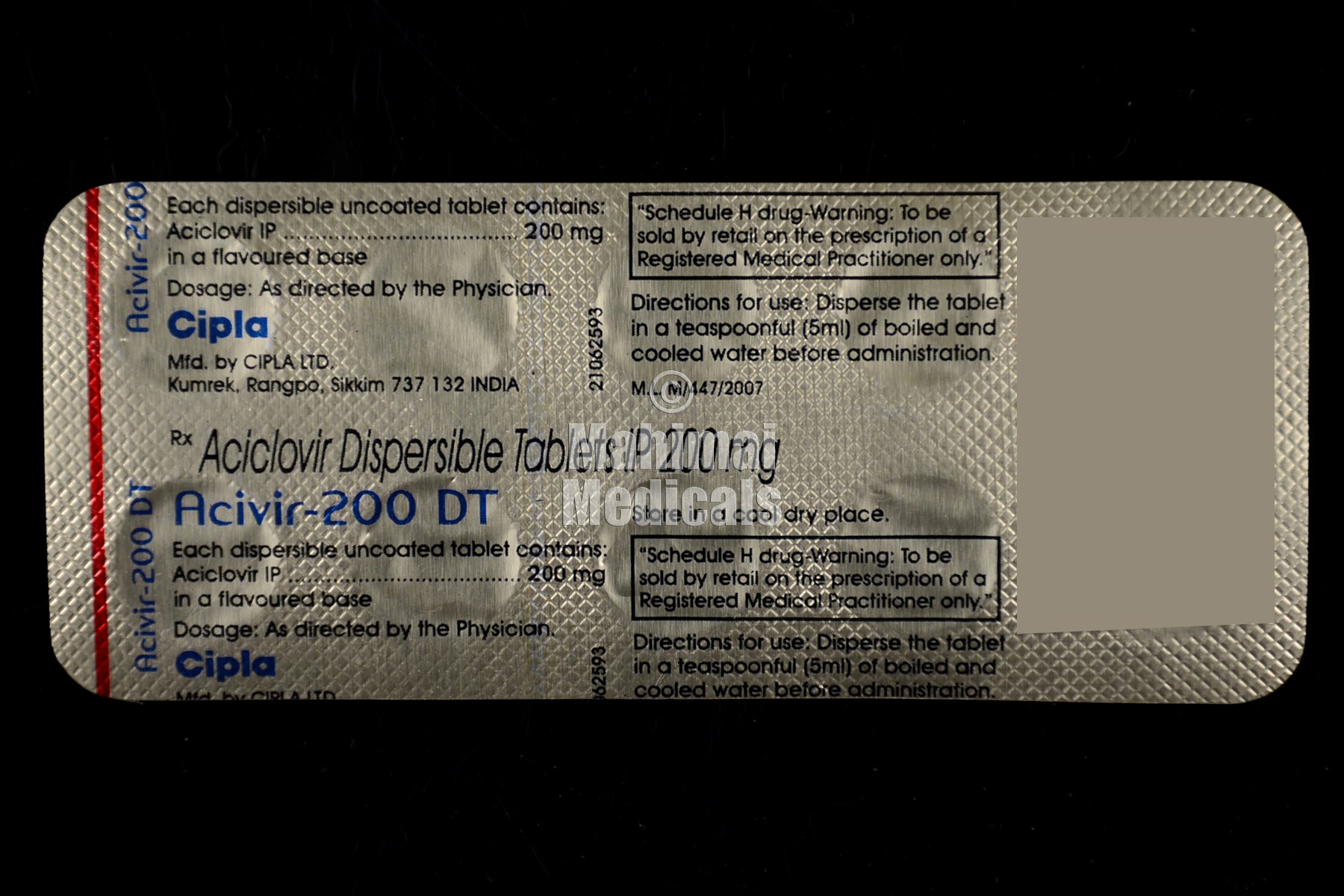 Acivir 200 MG Tablet DT