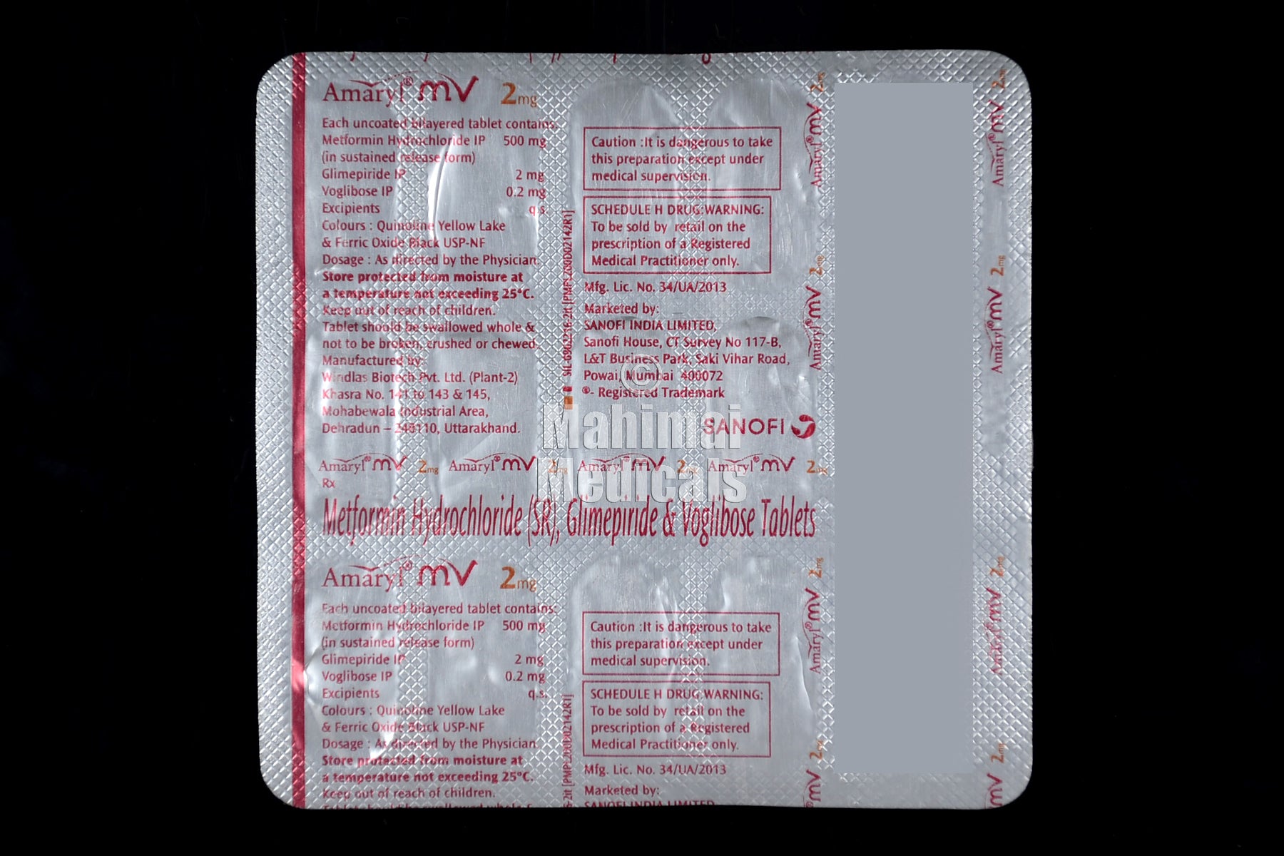AMARYL MV 2MG TABLET SR