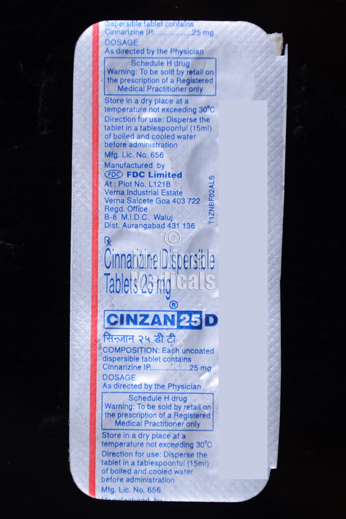 Cinzan 25 MG Tablet DT