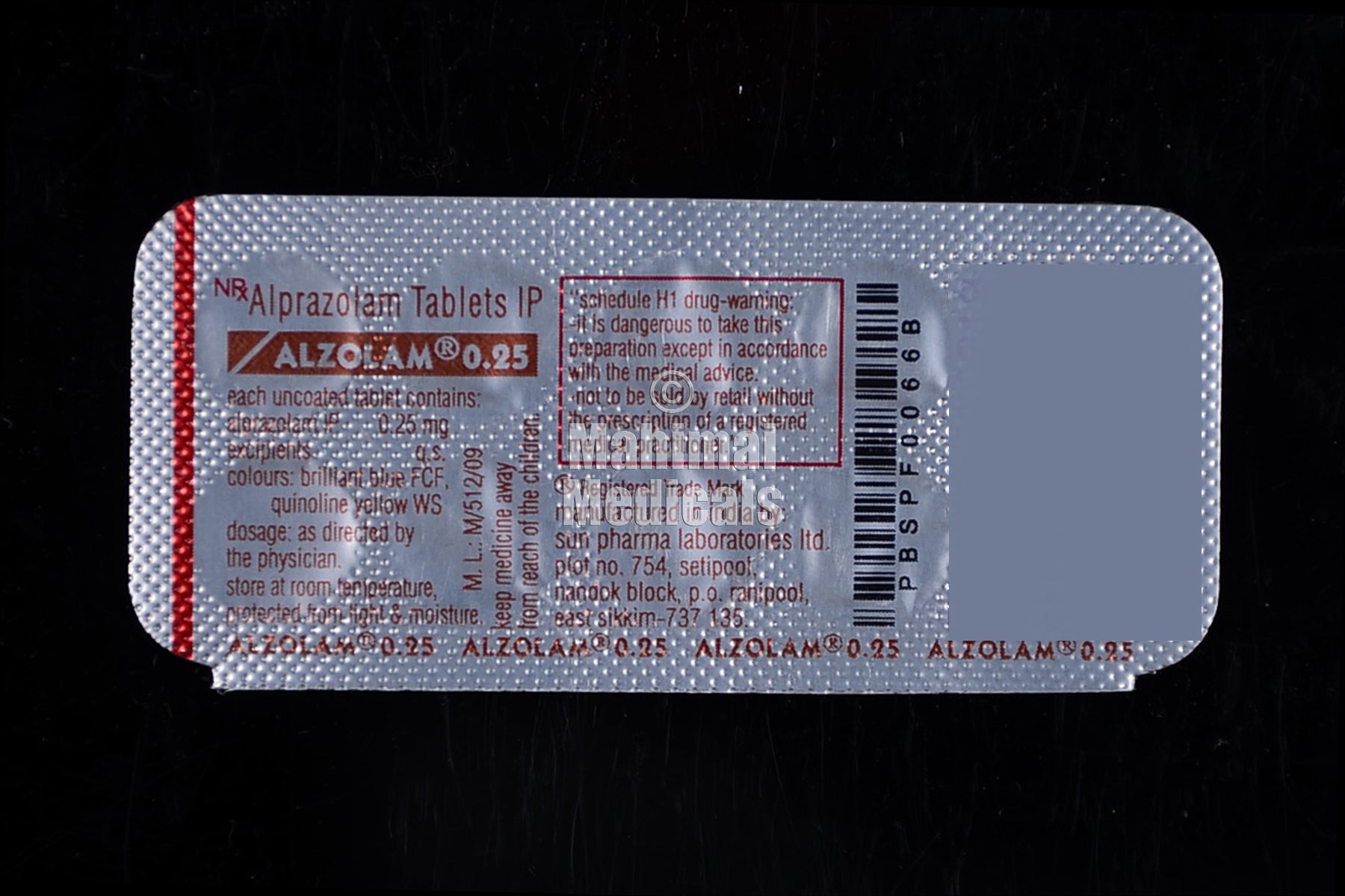 Alzolam 0.25 MG Tablet