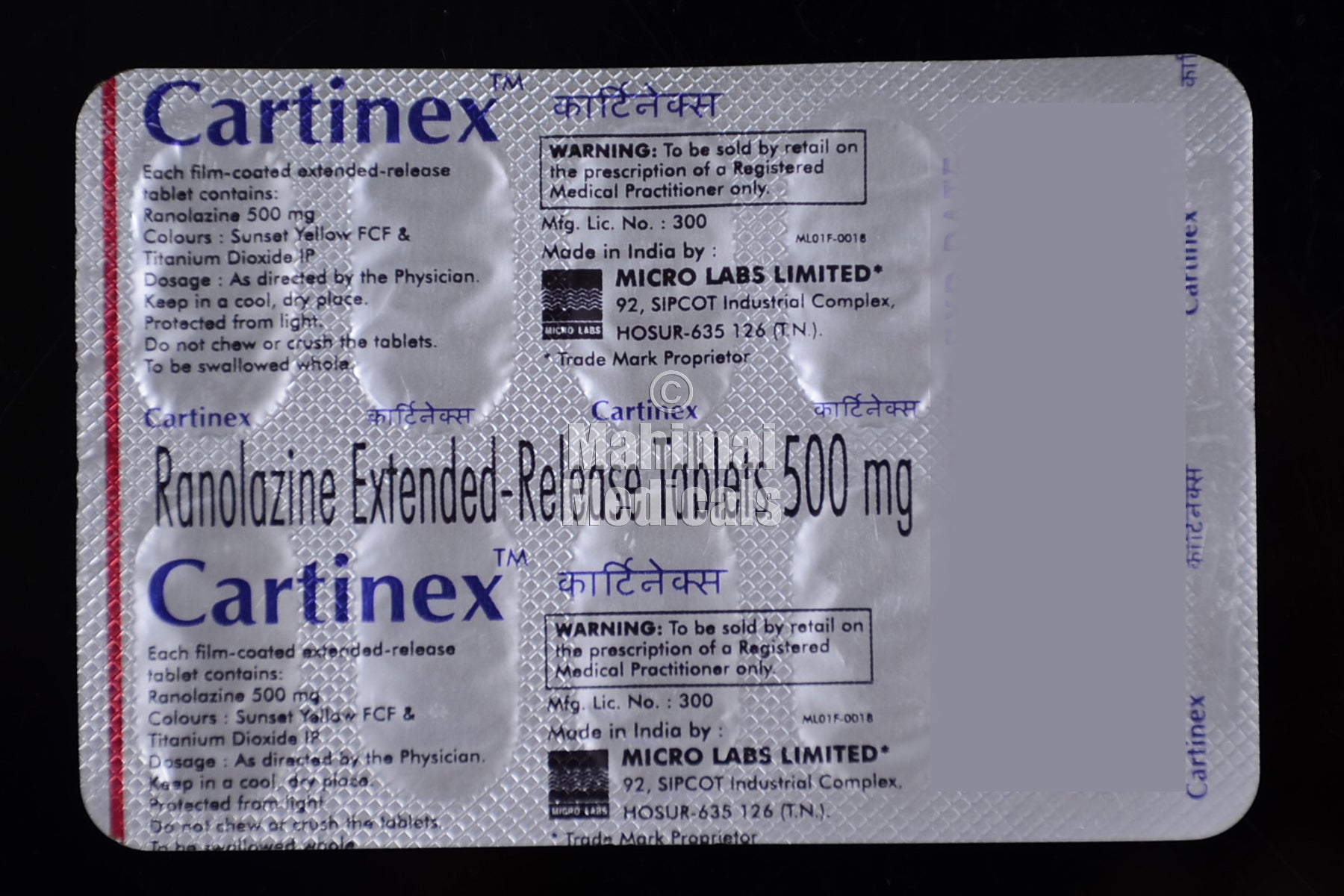 Cartinex 500 Mg Tablet