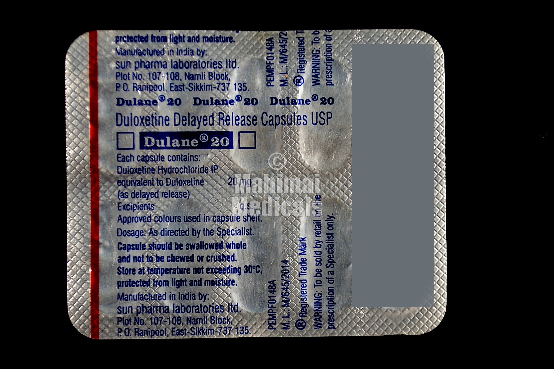 Dulane 20 MG Capsule