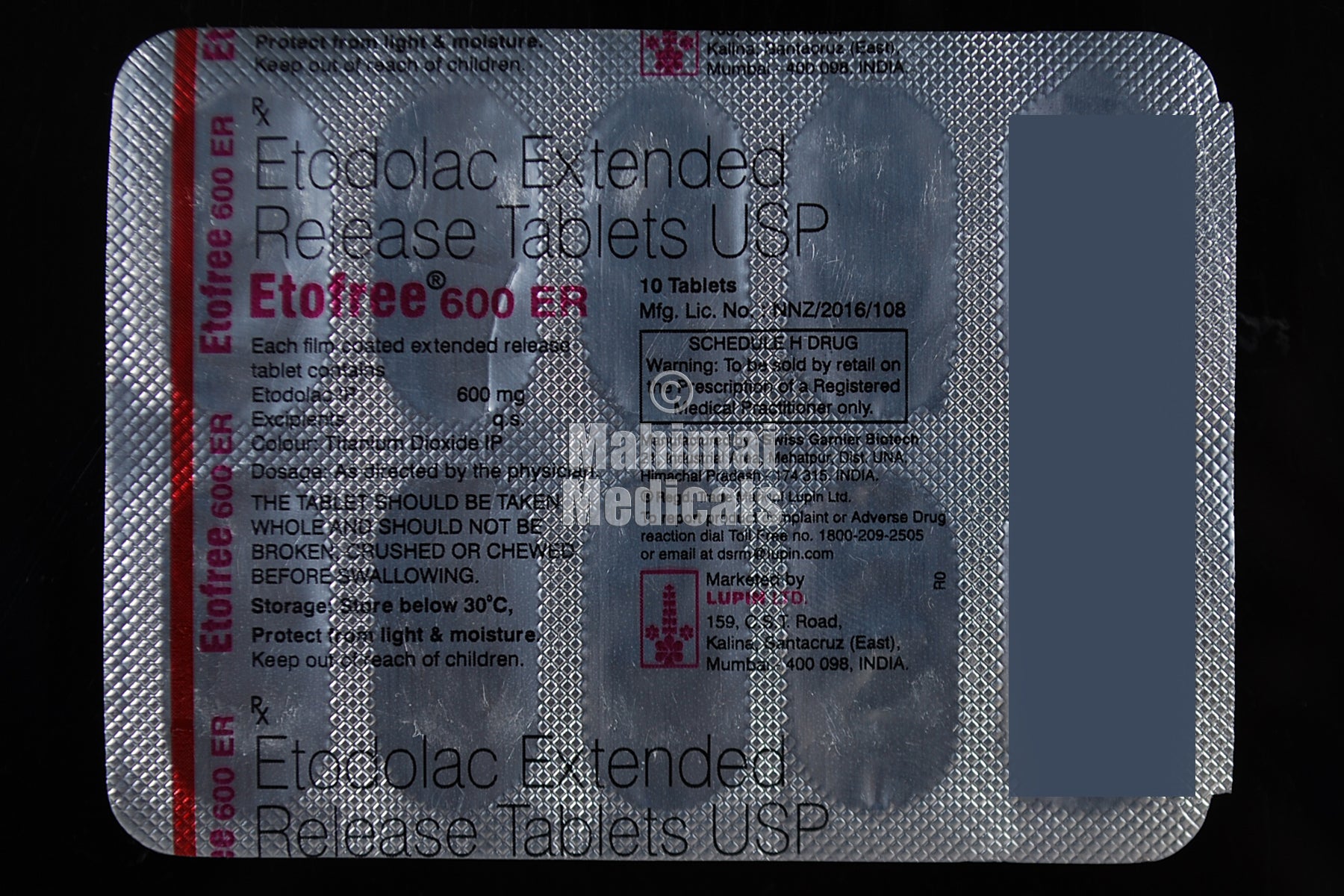 Etofree 600 mg Tablet ER