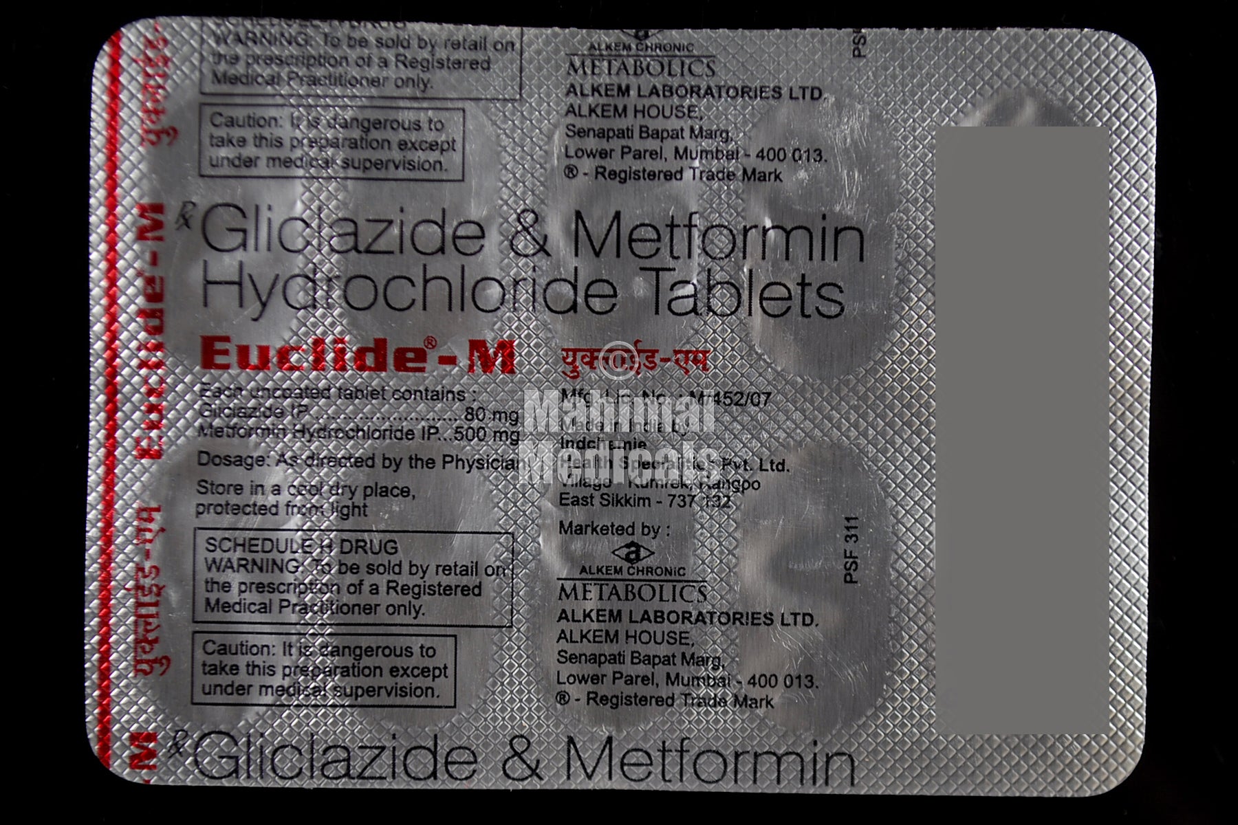 Euclide M 80 Mg/500 Mg Tablet