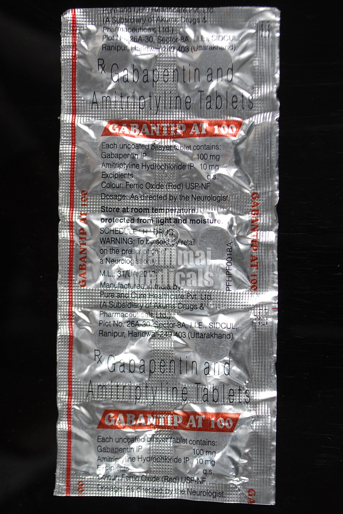 Gabantip AT 100 mg/10 mg Tablet