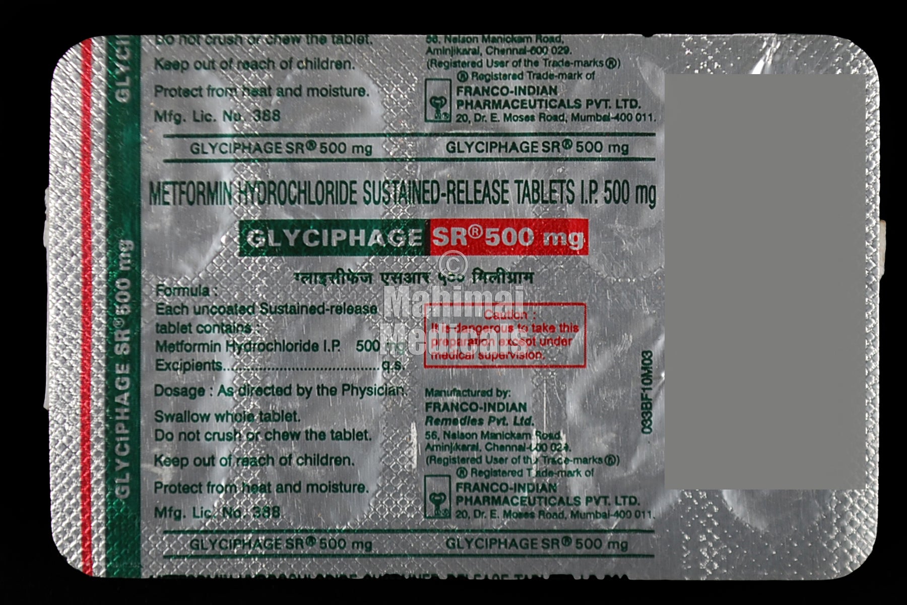 Glyciphage 500 MG Tablet SR