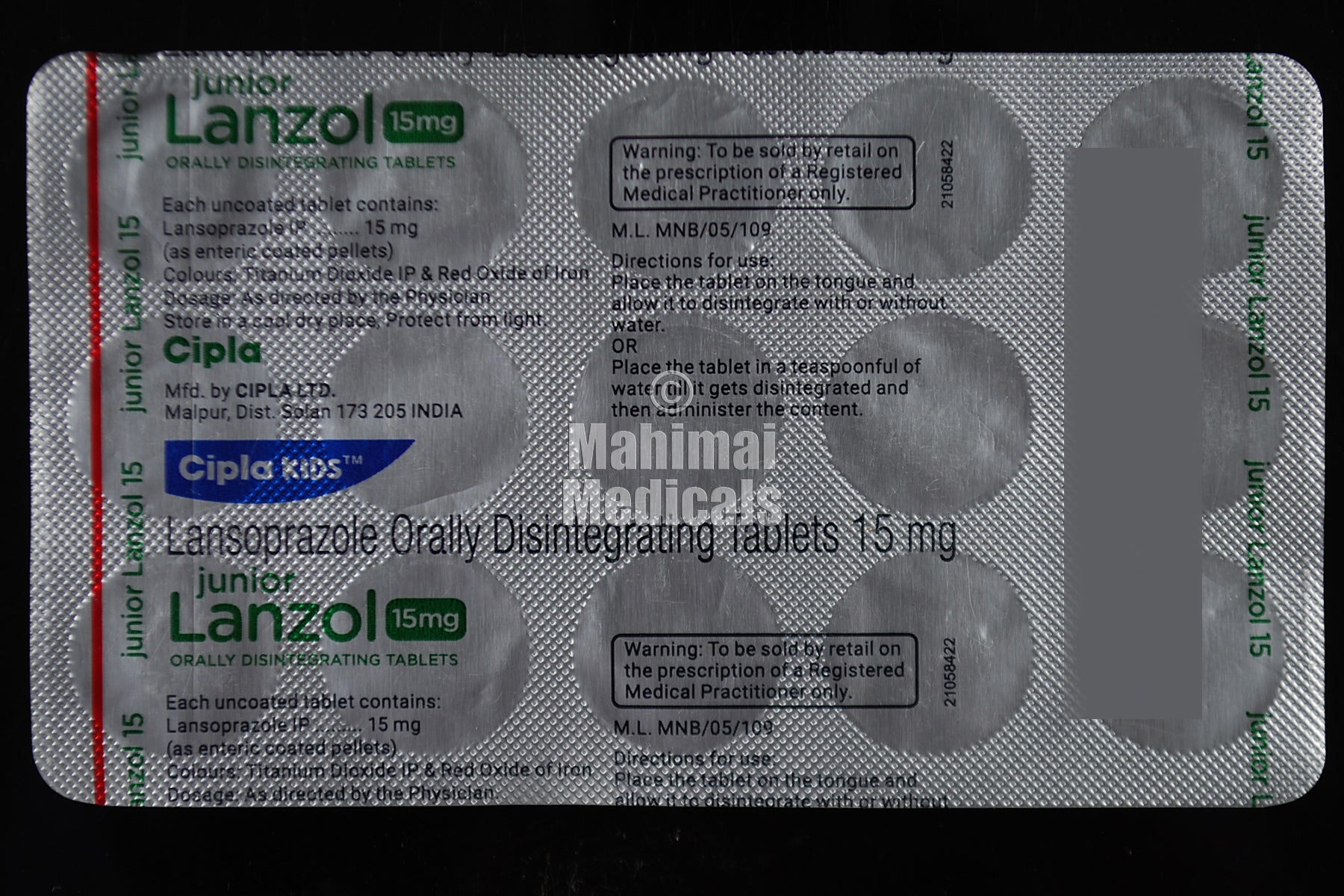 Junior Lanzol 15 MG Tablet