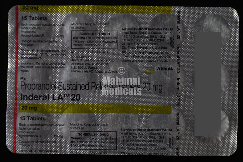 Inderal la propranolol 20 mg
